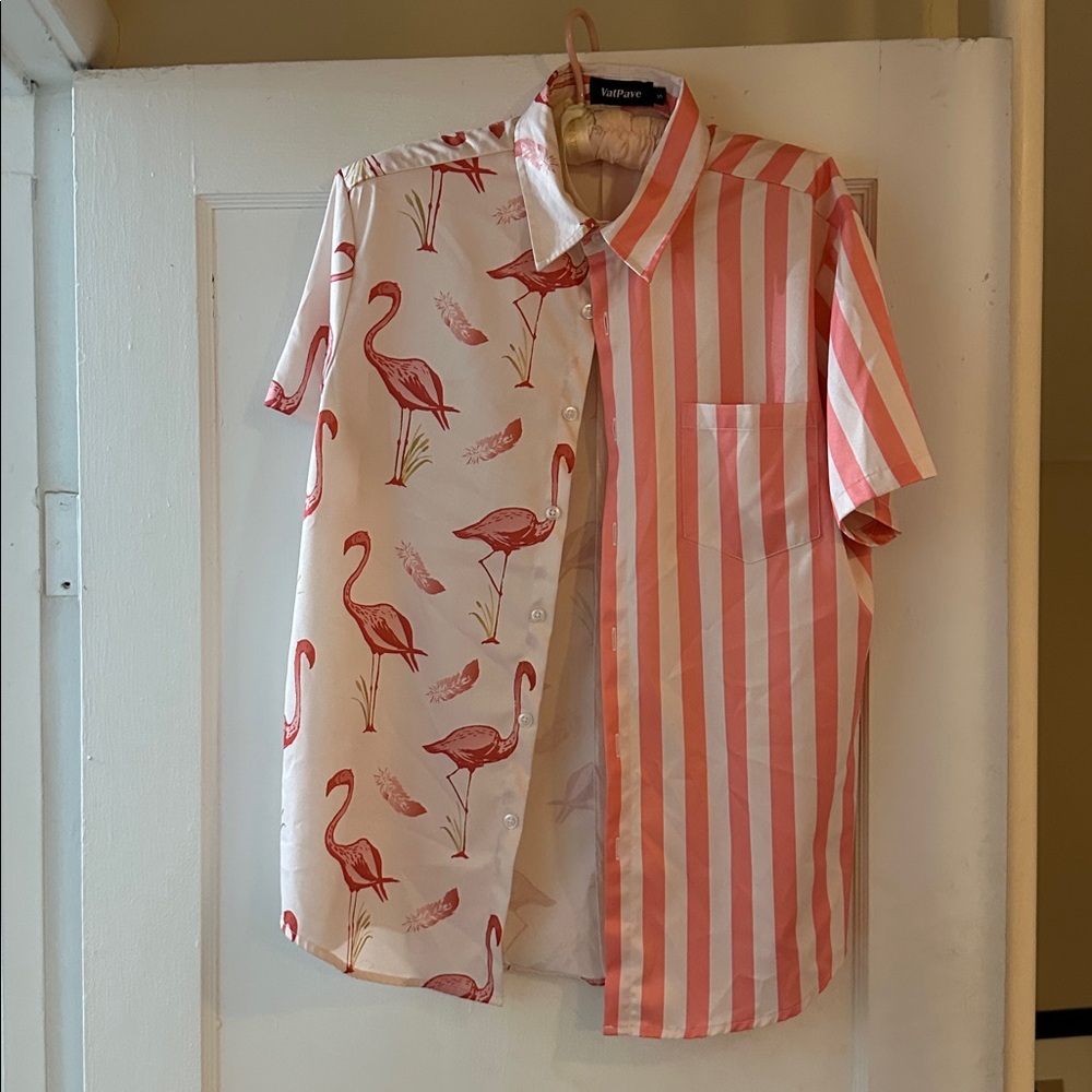 Pink Flamingo and Stripe Shirt